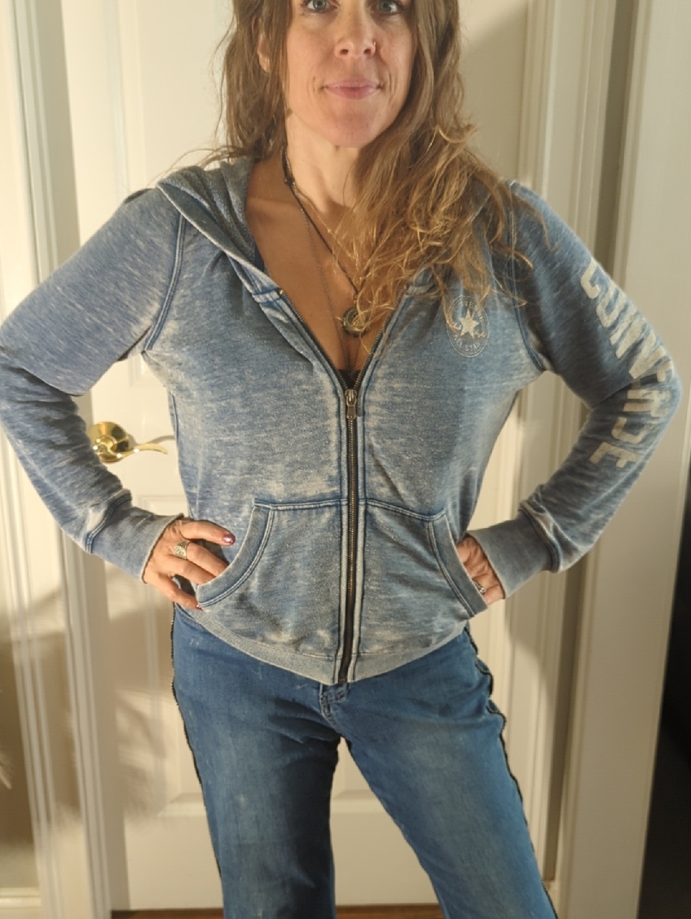 Converse Washed Blue Zip-Up Hoodie